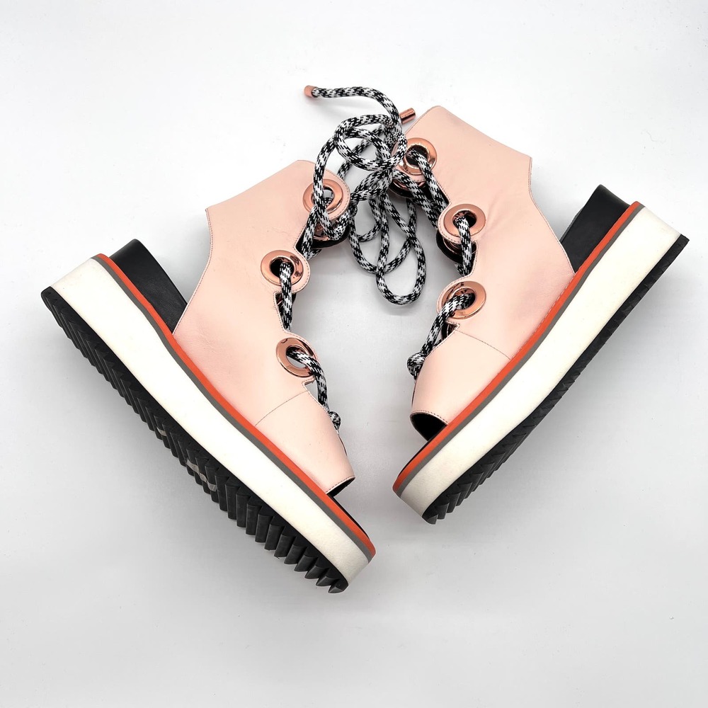 KAT MACONIE Lace Up Shoe Womens 40 Light Pink Leather Gladiator Platform Sandal - Picture 5 of 9